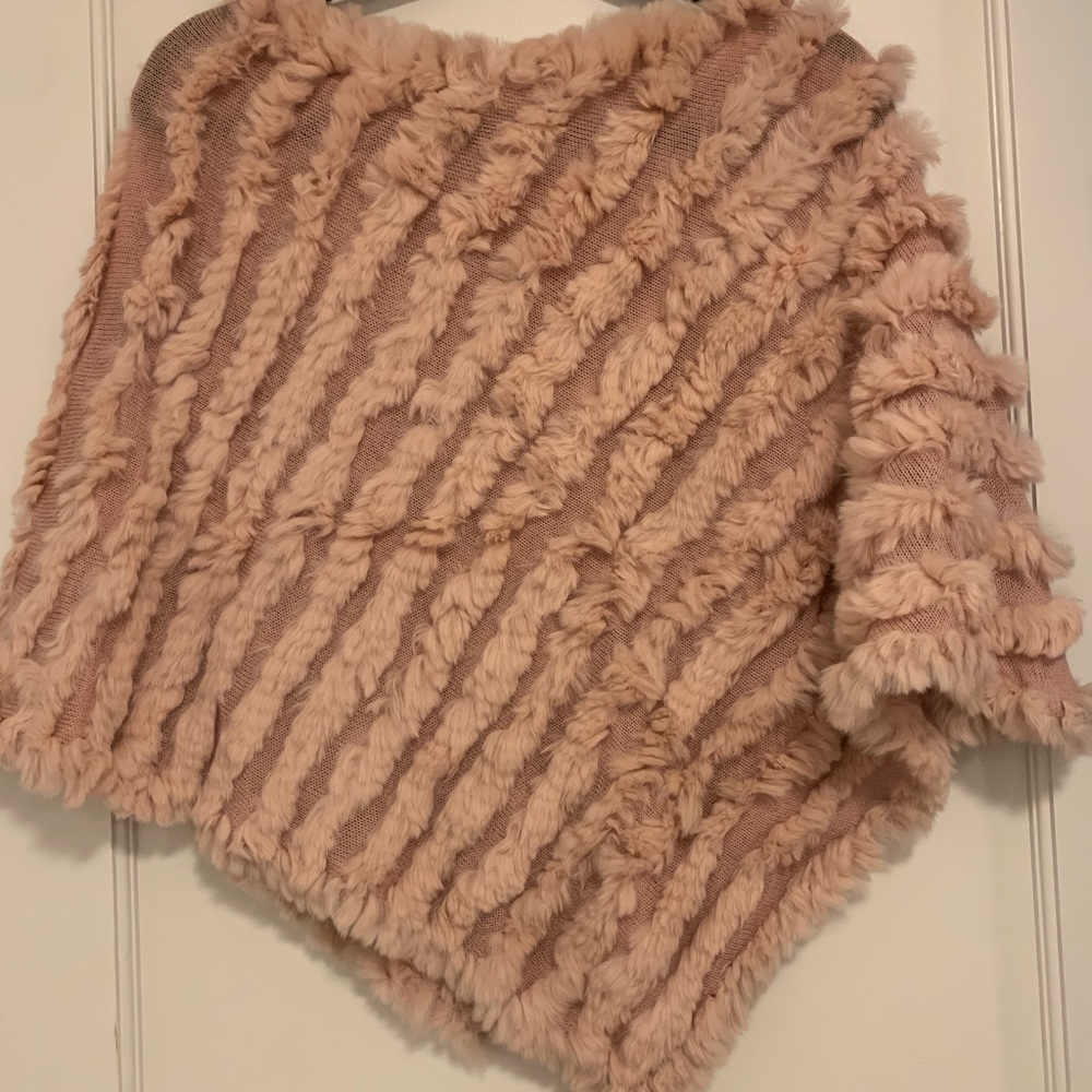 BCBGMAXAZRIA  Rabbit Fur Poncho